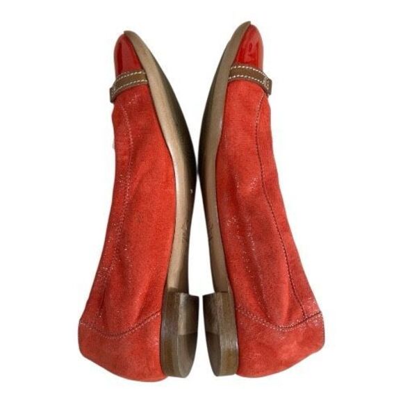 AGL ATTILIO GIUSTI LEOMBRUNI Orange Leather Flats Size 39 (8.5) Cap Toe Ballet - Picture 5 of 14